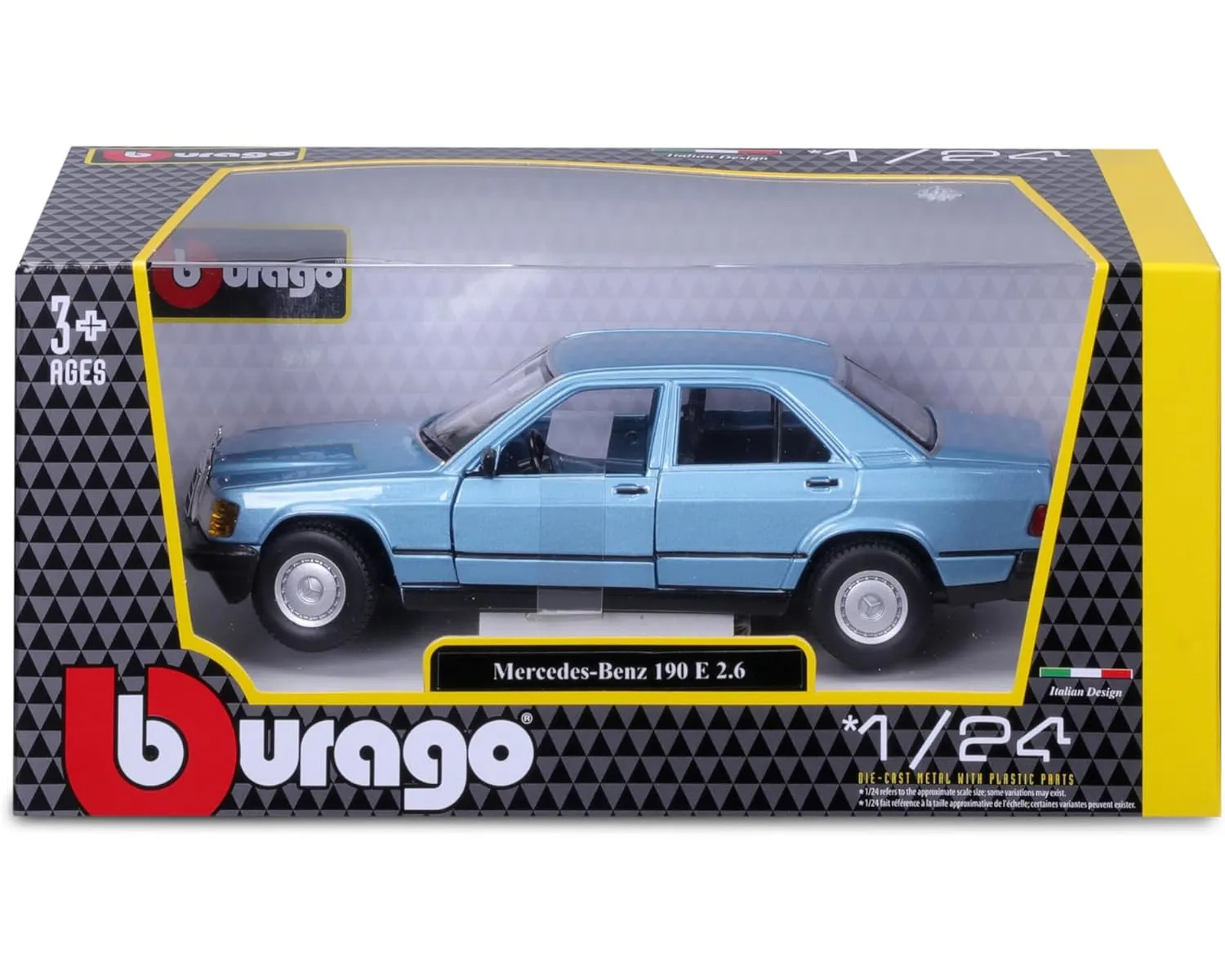 Bburago 18-21103 - Modellauto - Mercedes 190E ´87 (diamant blau, Maßstab 1:24)